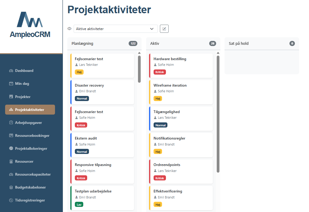 Visual kanban board to move tasks through their stages.